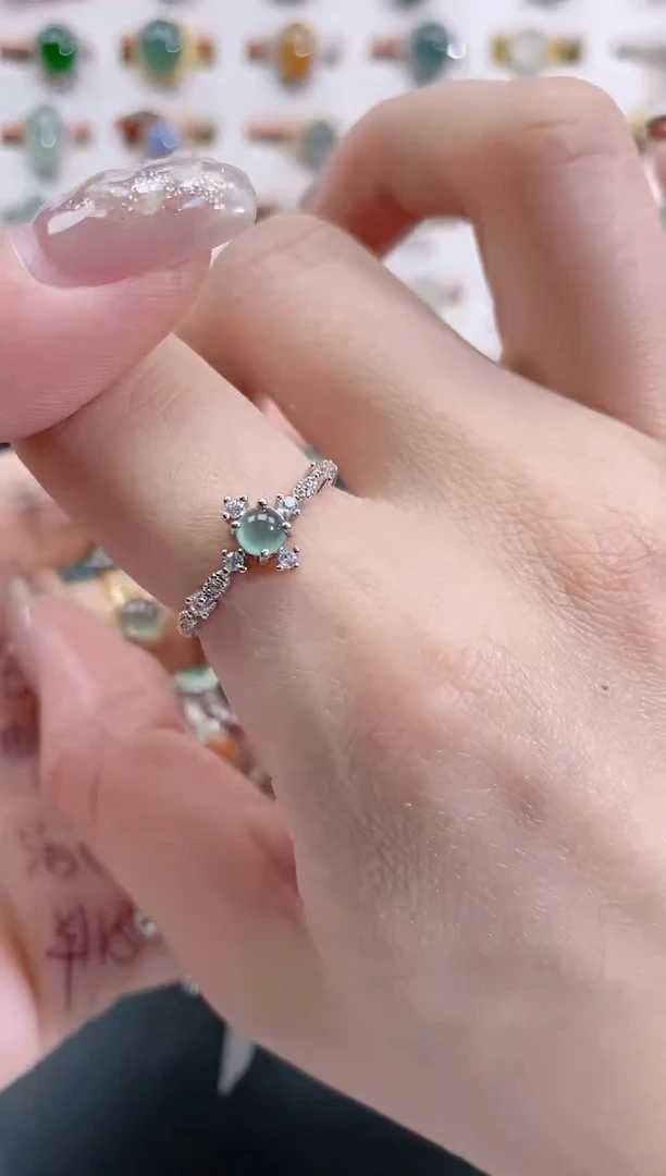 银S925镶嵌戒指翡翠天然翡翠