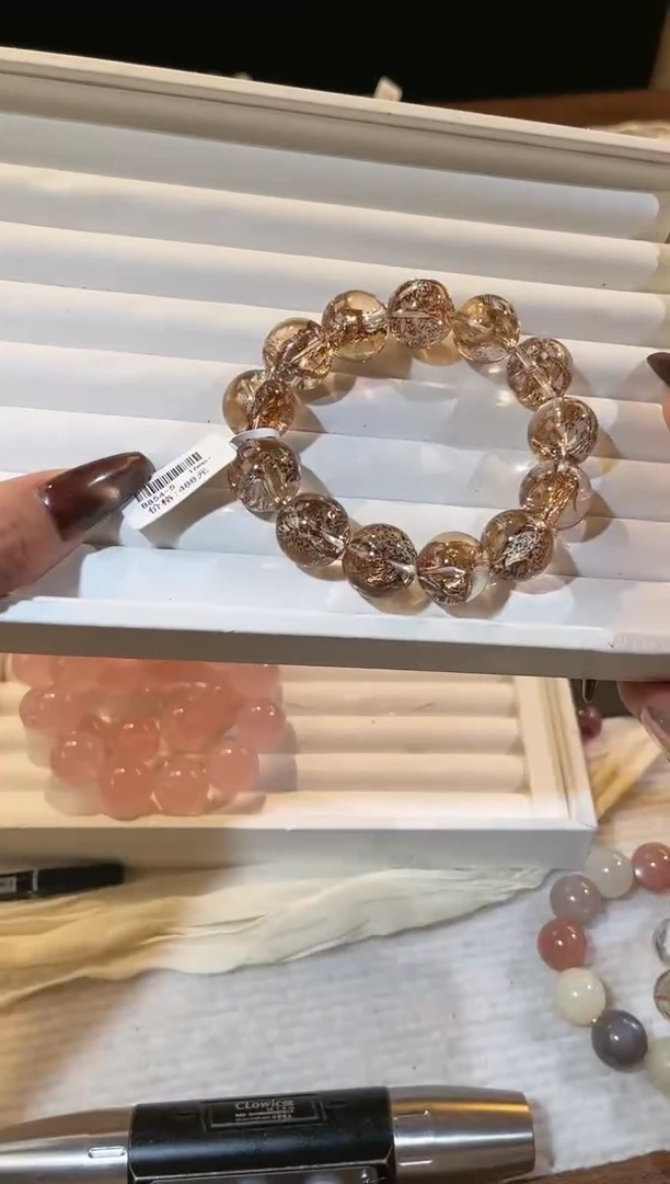 合成欧泊未镶嵌手串多样性发一Q9金箔16mm