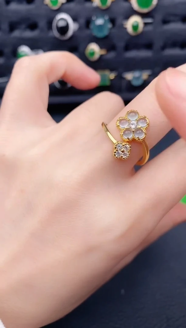 银S925镶嵌戒指翡翠天然a货翡翠467