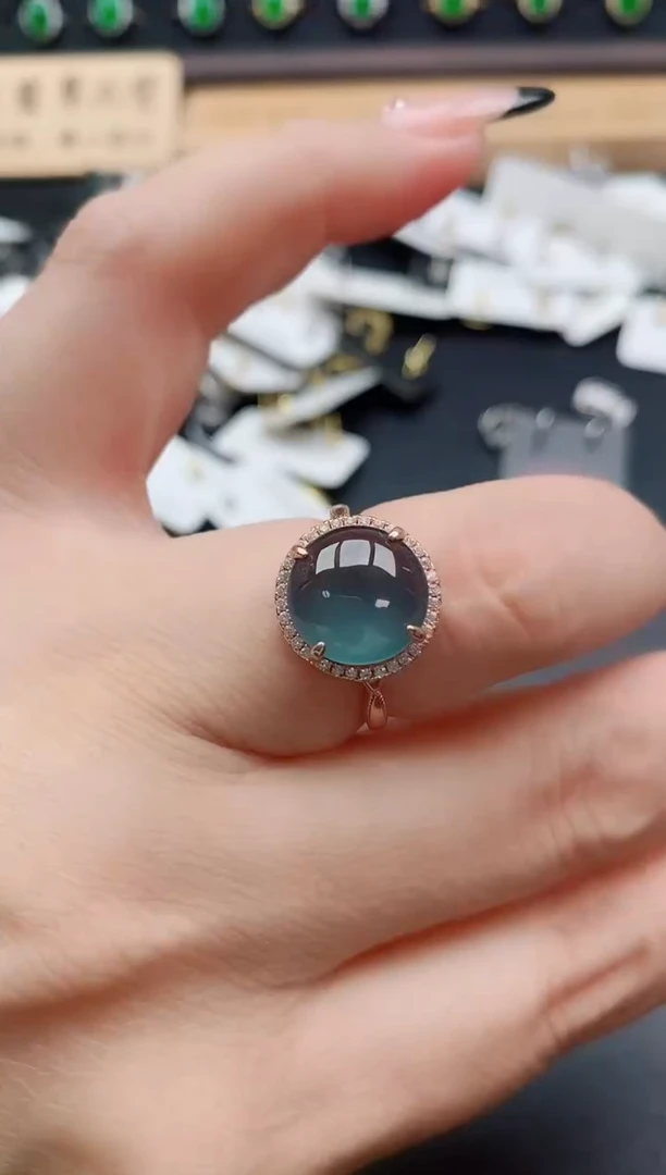 银S925镶嵌戒指翡翠1