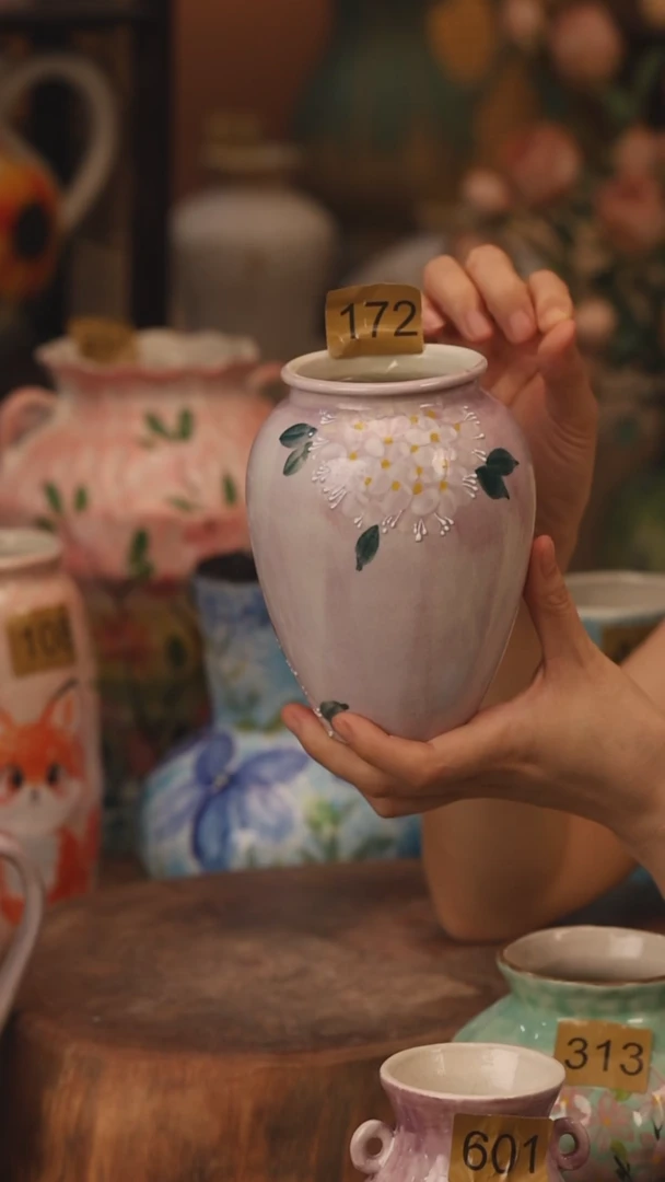 陶瓷172景德镇设计师手作花器摆件侘寂风