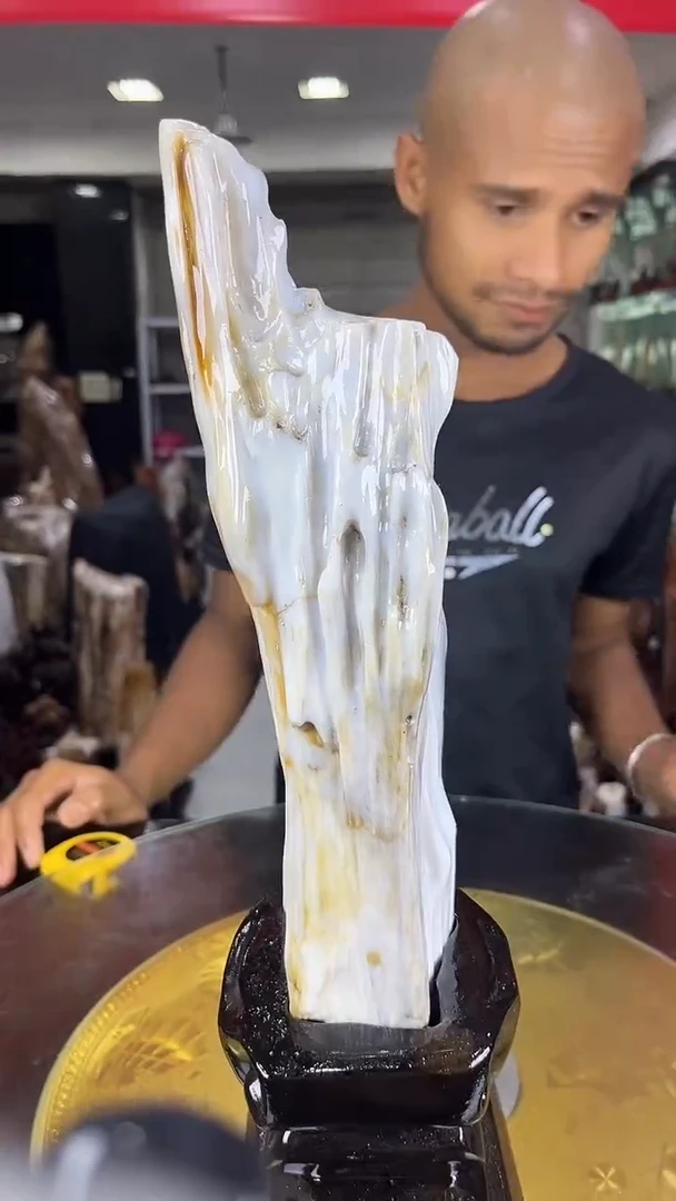 缅甸天然硅化玉摆件