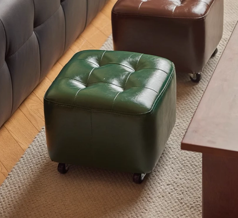 【方形软包溜溜凳】沙发实木凳子家用新中式床尾小凳客厅皮凳穿鞋凳