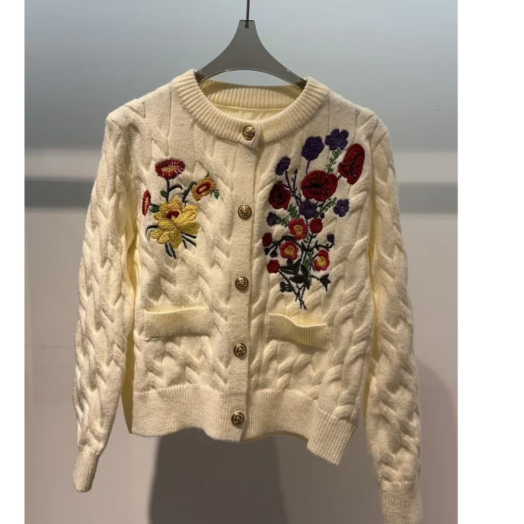 刺绣花朵针织长袖0033