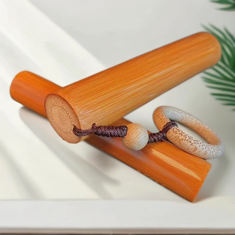 实心玉竹手把件可玉化包浆小众文玩红皮料文竹盘玩