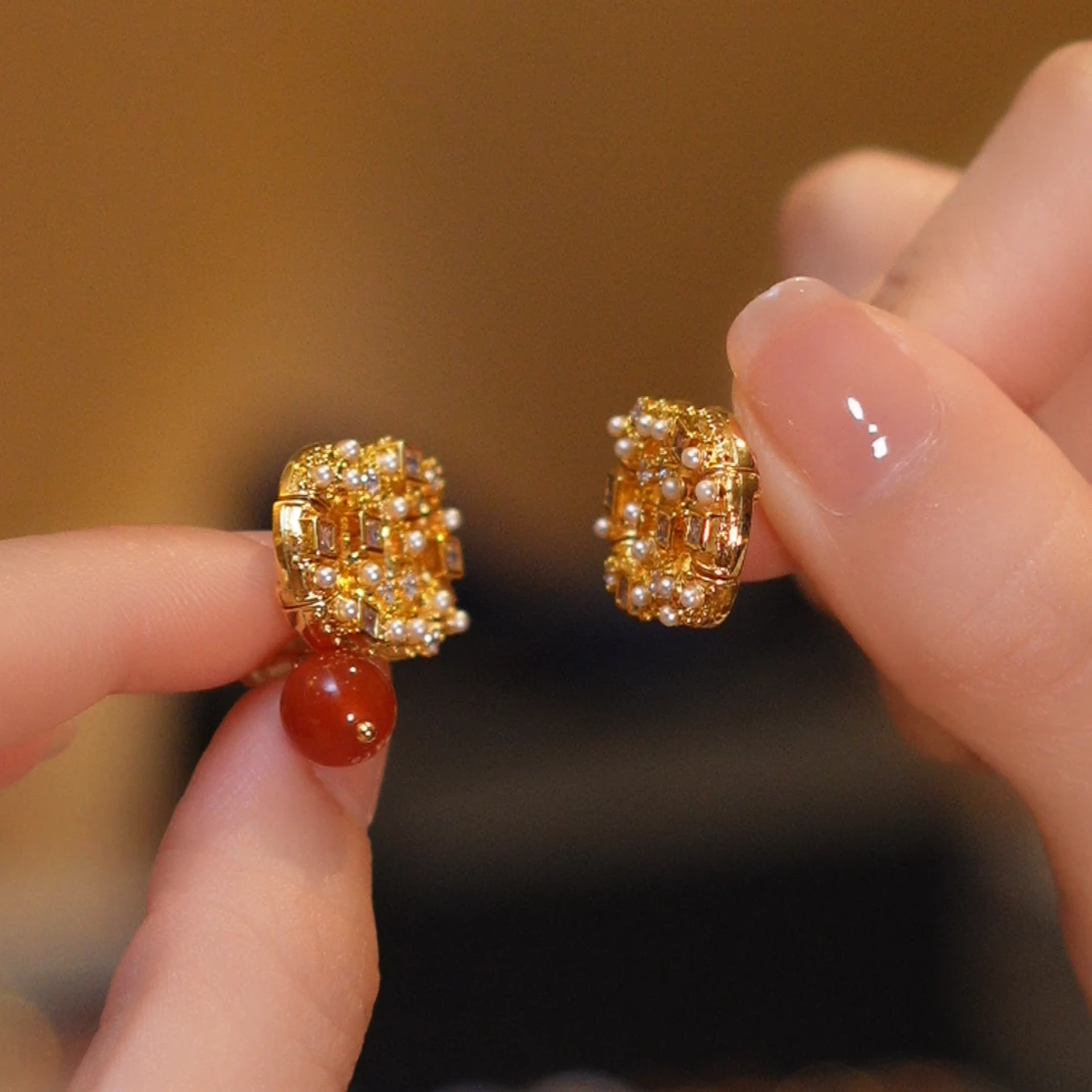 玛瑙经典C位耳钉HTBL0109变