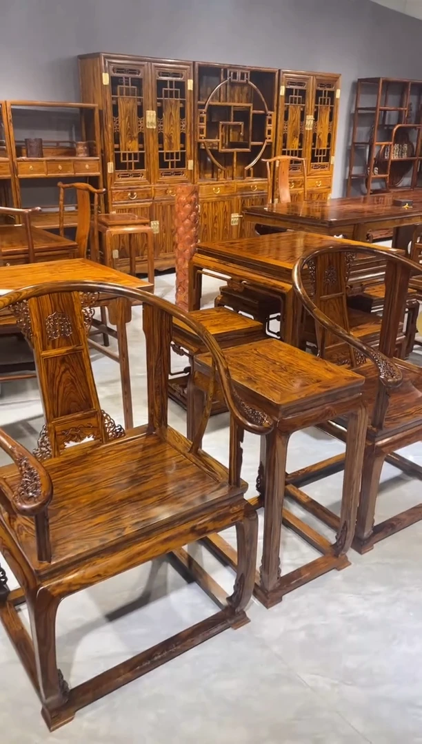 木皇宫椅三件套家具