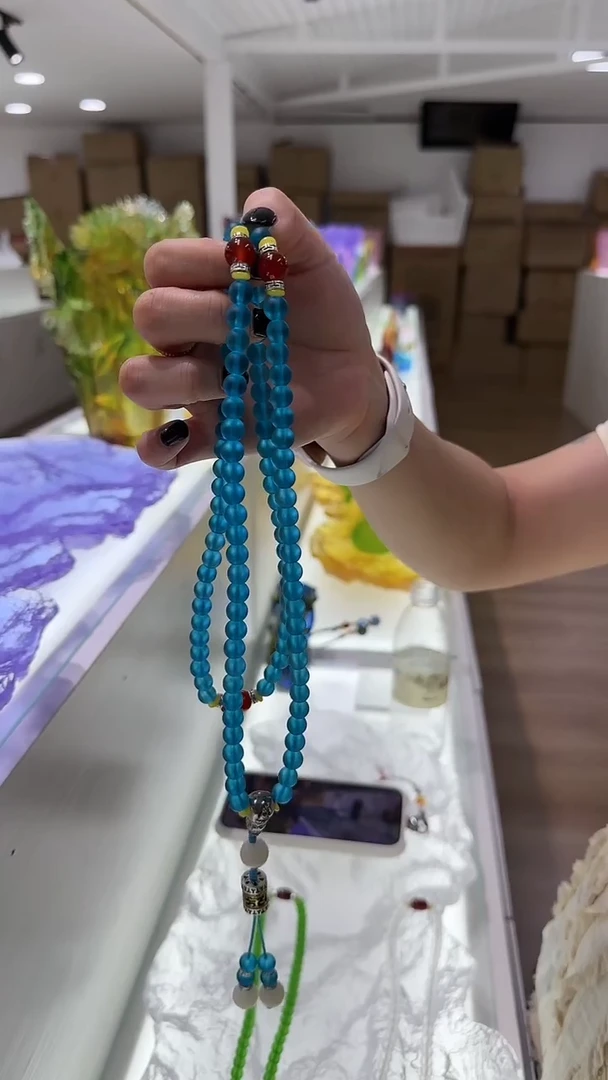 手工艺品琉璃108串蓝色