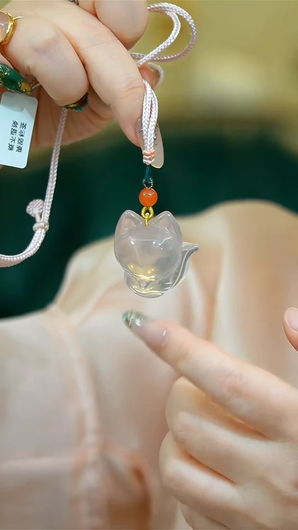 【闪购商品】水晶项链未镶嵌粉晶狐狸手工绳项链