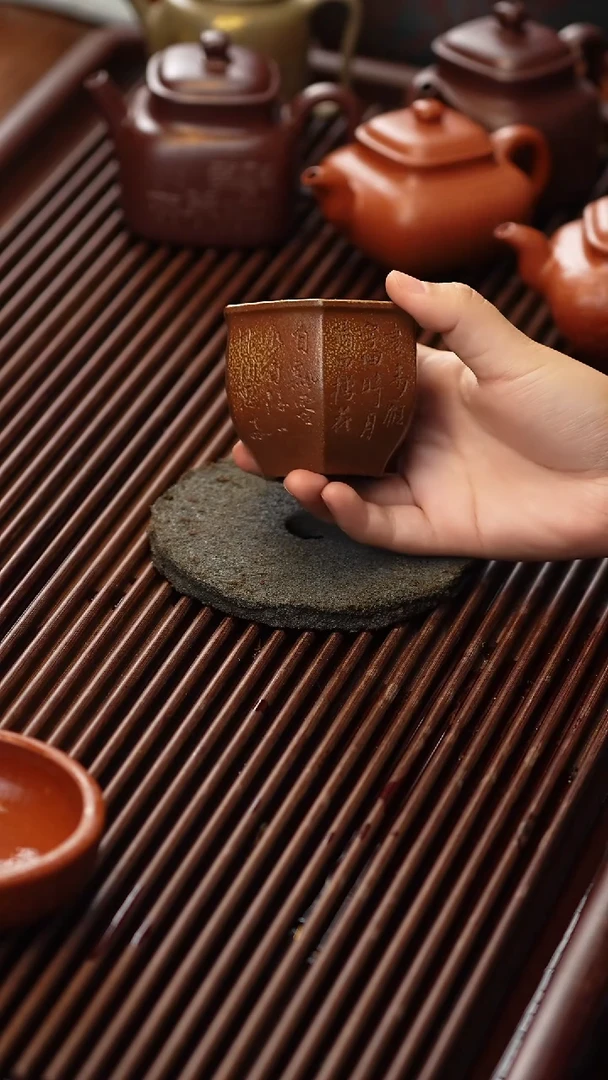 茶杯紫砂非遗茶器-柴烧小六方