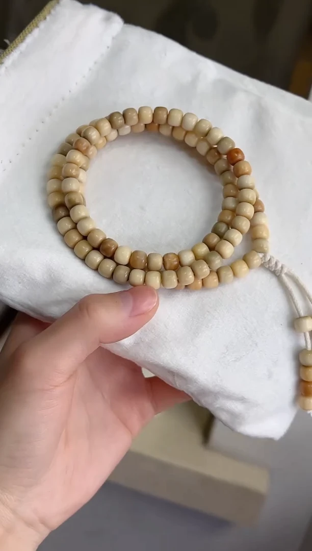 菩提根/象牙果手串花皮龙脊钥匙孔桶珠6*7mm念珠