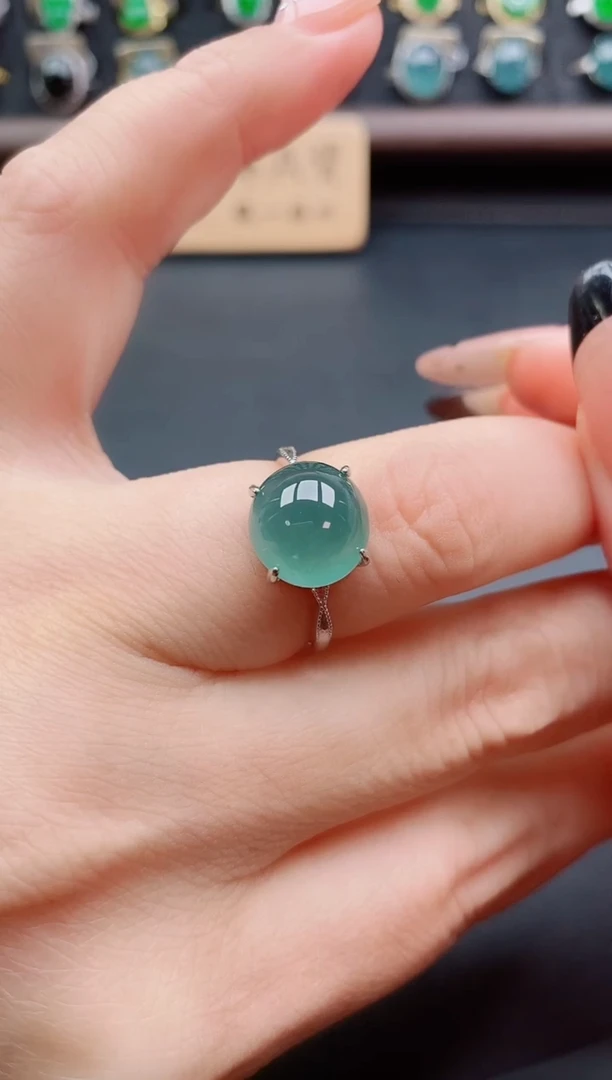 银S925镶嵌戒指翡翠1