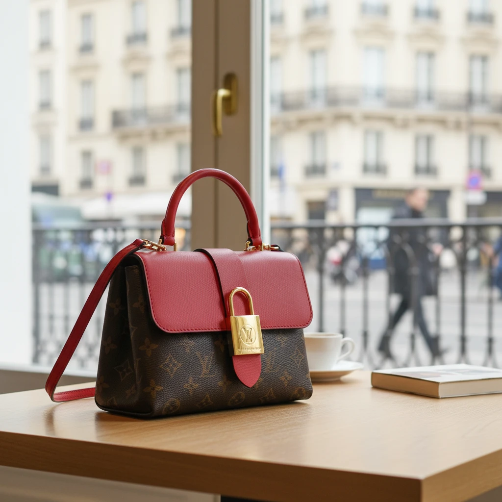 95新 LouisVuitton/路易威登  红色拼老花锁头包 1749 0820