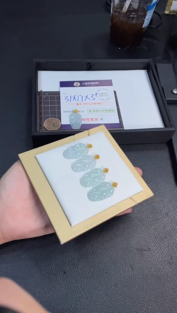 银S925镶嵌挂件翡翠叶子FL7@多样性发其一CP配绳