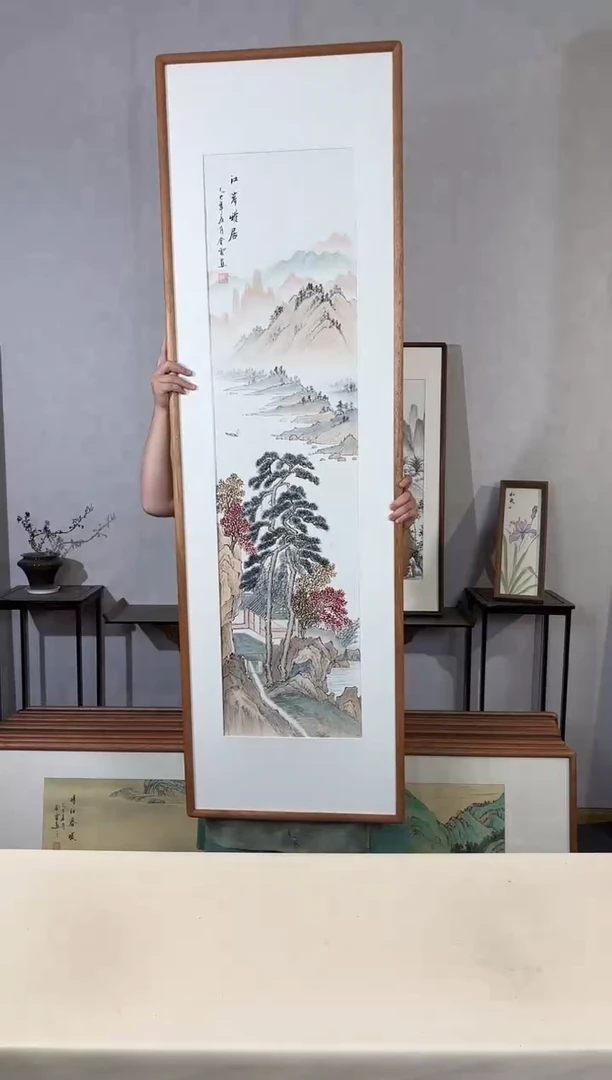 国画手绘*江岸雅居*52*172cm带框发货