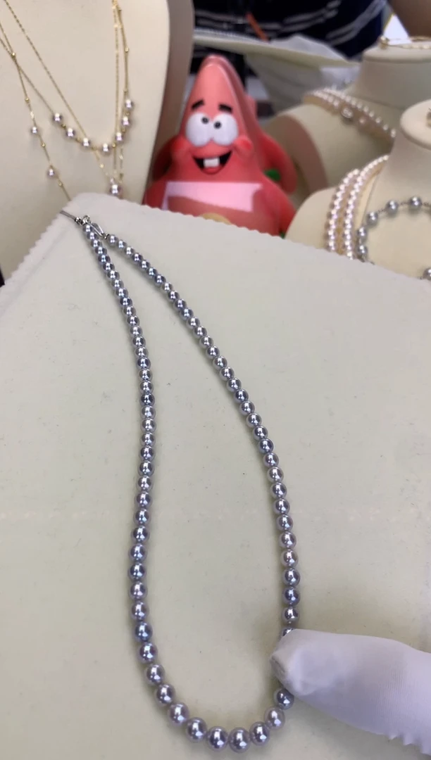 银S925镶嵌DA海水珍珠 GD093 4.5-5 真多麻串链