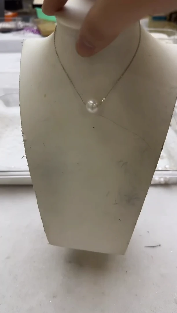 淡水珍珠银S925镶嵌吊坠(赠链)12-13mm 白珠路路通