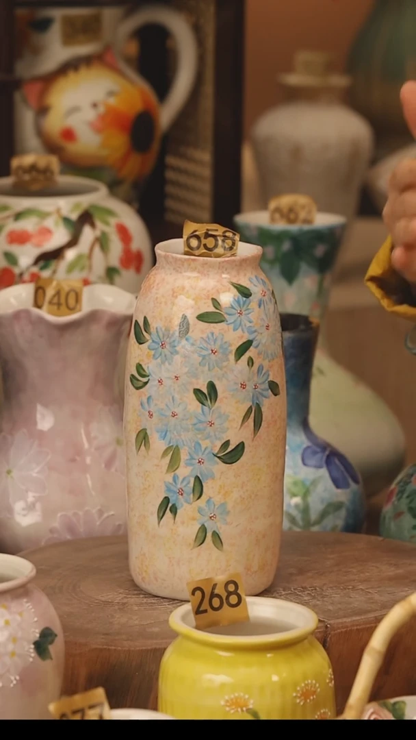 陶瓷景德镇设计师手作花器摆件侘寂风@M658@