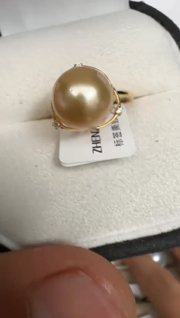 银S925镶嵌戒指海水珍珠戒指