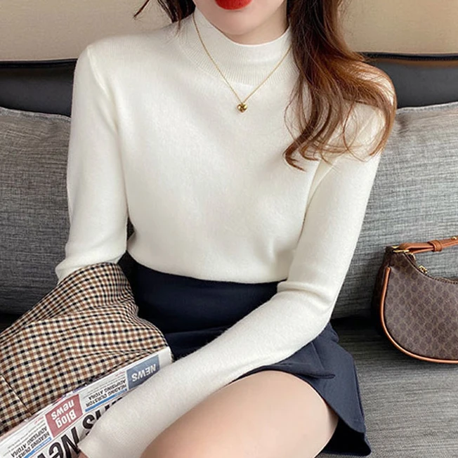 职业阿玛诗官方女装2025秋针织衫新款半高领打底衫薄款长袖内搭上