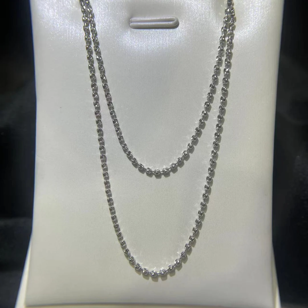 925银银制品 AU750K白1.5mm细珠链 多样性发货一件