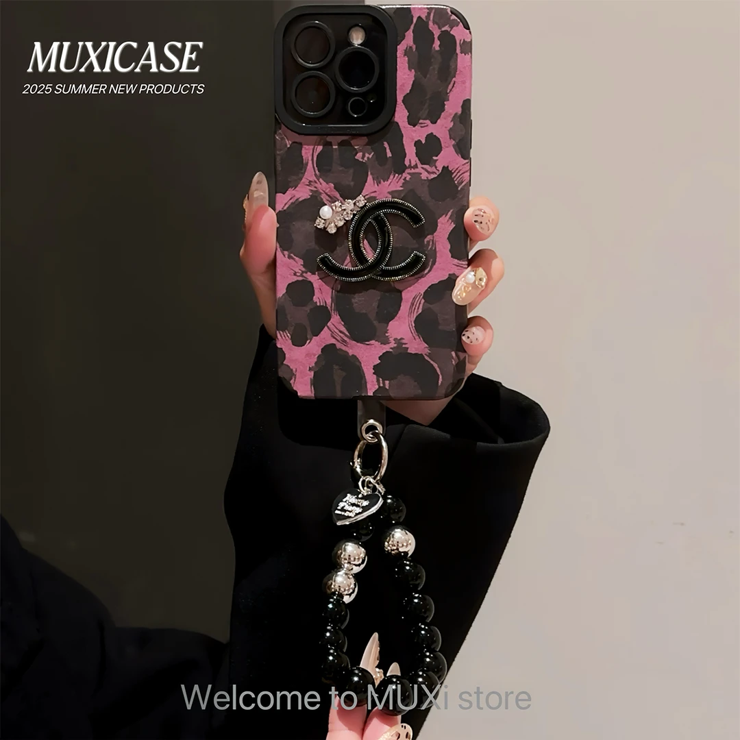 粉色豹纹适用于苹果16/华为/OPPO/VIVO/小米小羊皮手机壳