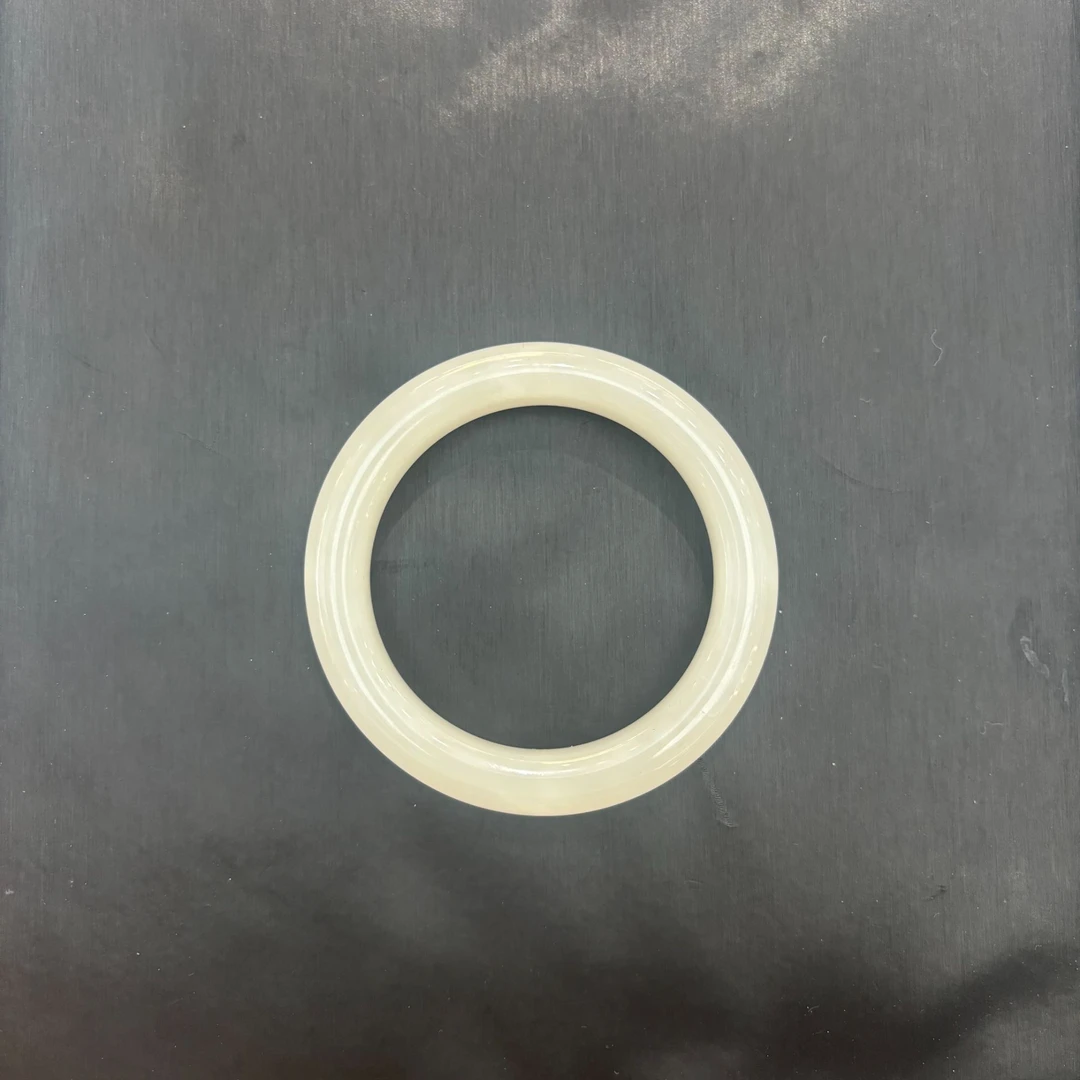 和田玉白玉手镯53-54圈口