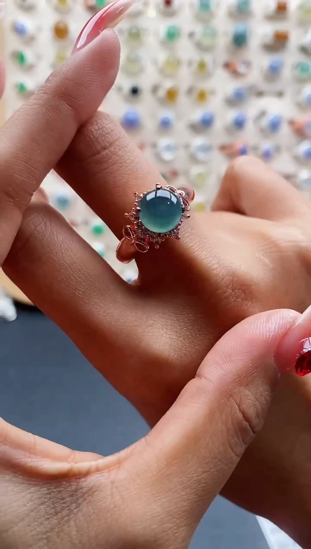 【闪购商品】翡翠戒指未镶嵌缅甸天然A货翡翠555 1+4