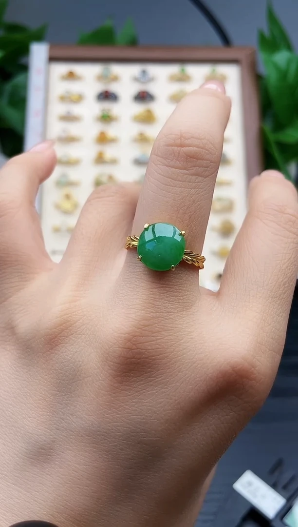 银S925镶嵌戒指翡翠12