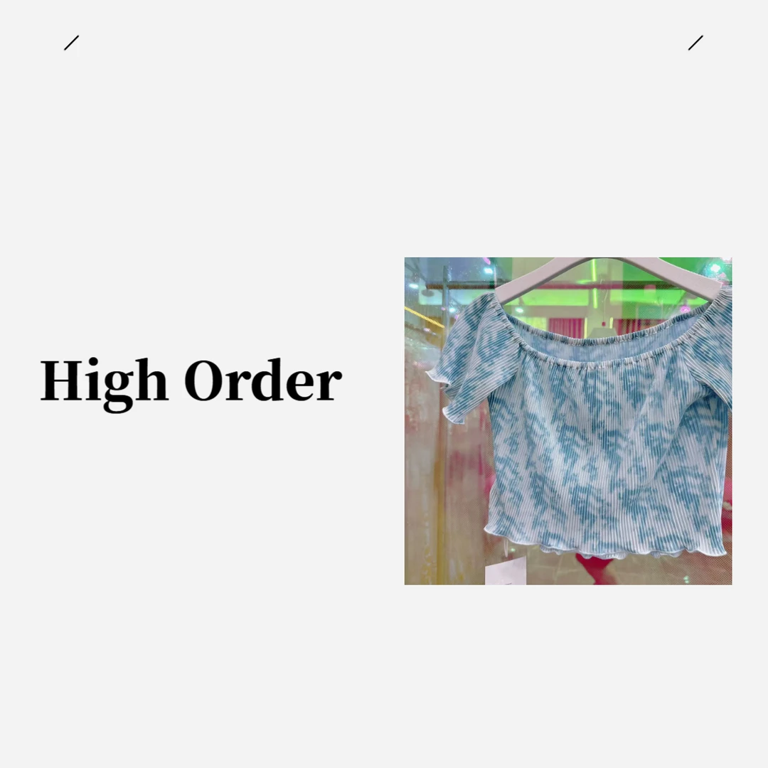 NN1074-时尚女装设计感T恤泡泡袖碎花洋气