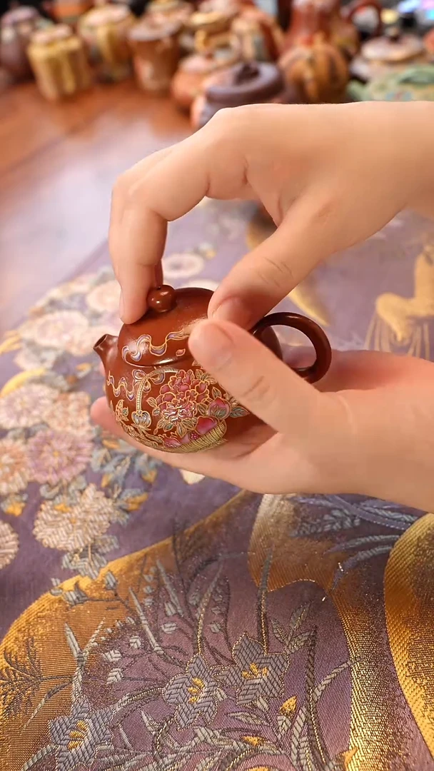 茶壶紫砂珐琅文旦