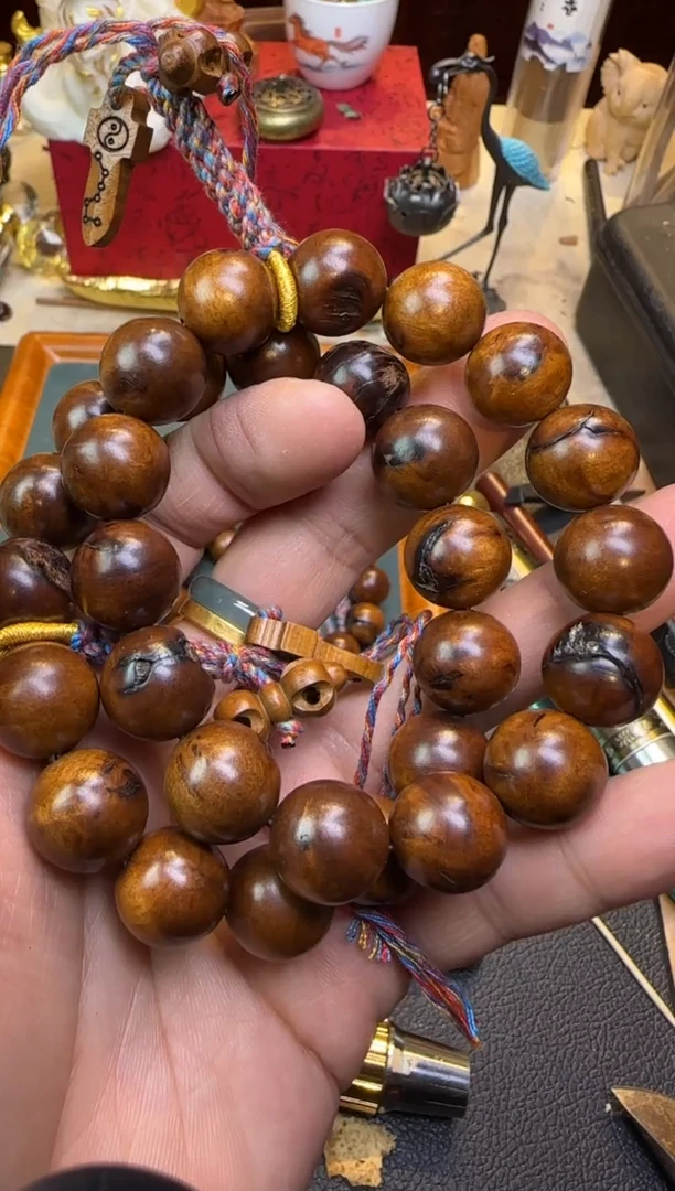 【闪购商品】枣木手串/手链雷痕单圈15mm带配饰