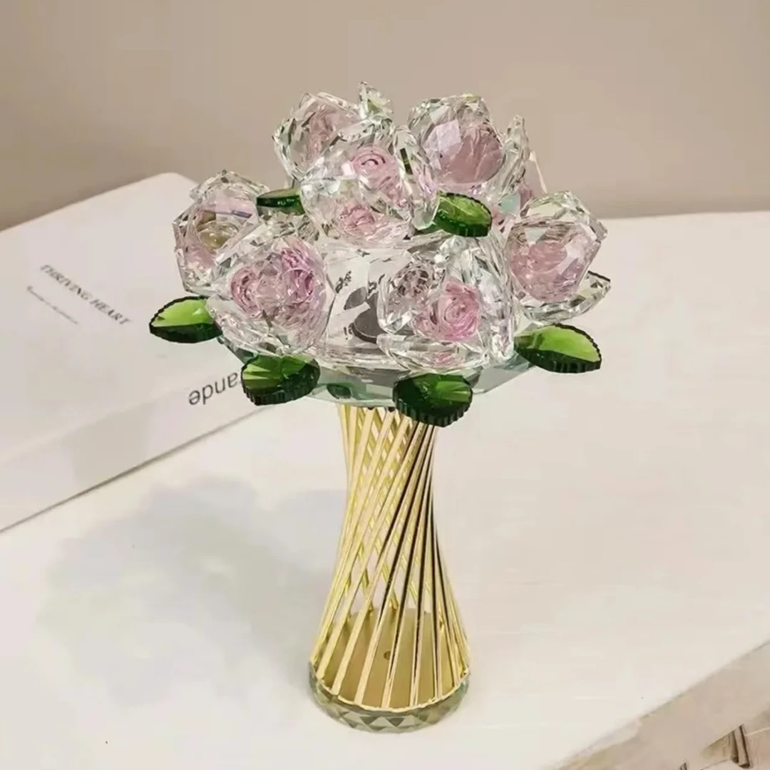 新款粉色手捧花情侣卧室乔迁之喜装饰摆件