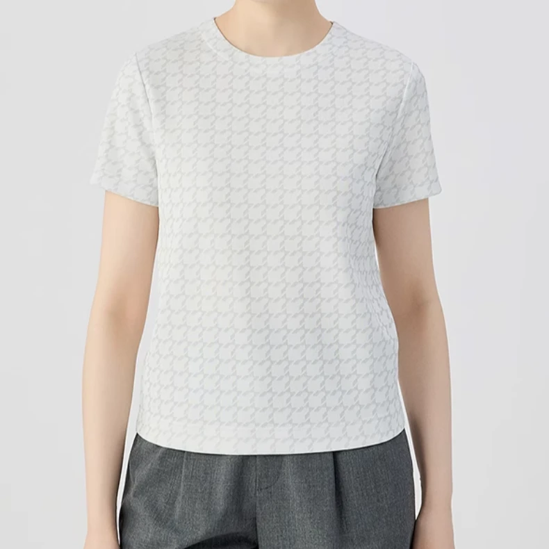GIRDEAR/哥弟经典休闲千鸟格透气圆领T恤1301060