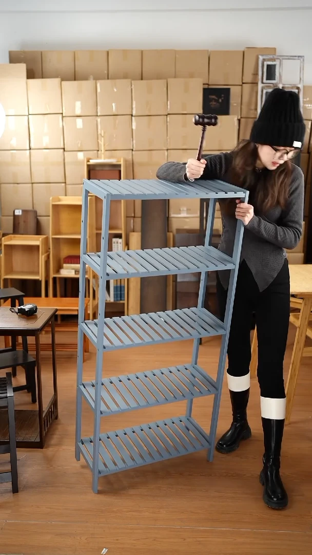 竹    蓝色置物架