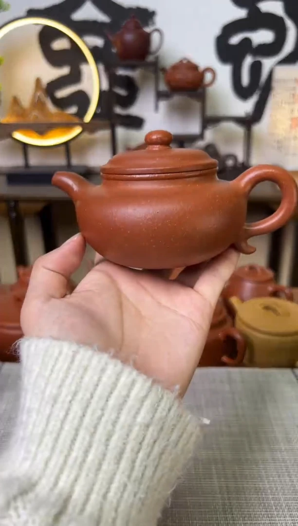 【闪购商品】段泥茶壶30目粗砂红降坡仿古壶210CC