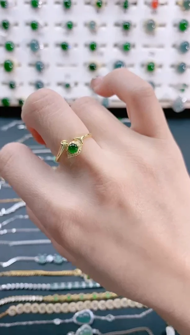 【闪购商品】翡翠戒指银S925镶嵌天然翡翠