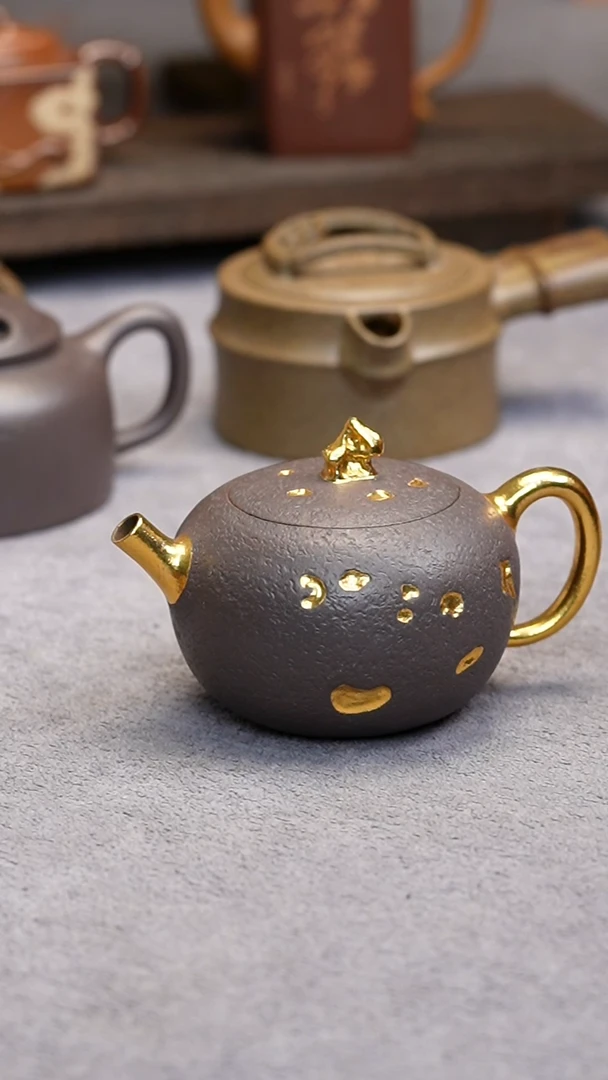 【闪购商品】紫砂壶天青泥描金苹果150cc