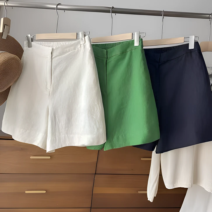 法式老钱风阔腿裤慵懒风高腰薄款短裤休闲裤纯色韩版五分夏季