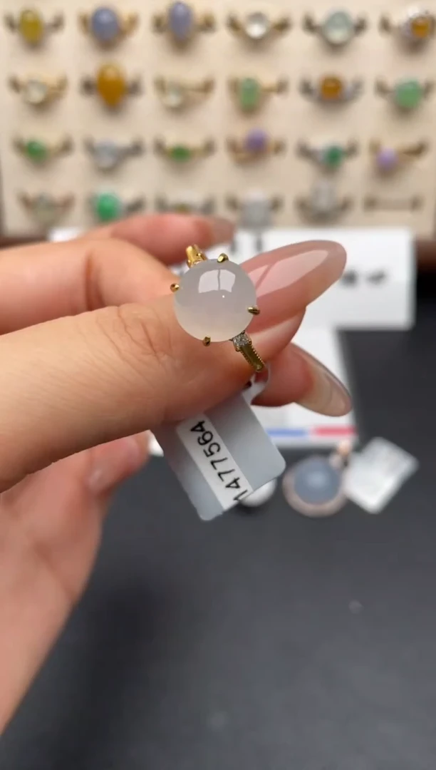 银S925镶嵌戒指翡翠一物一证一礼盒