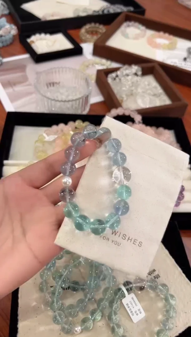 【闪购商品】水晶手链合金绿萤石手链x1402