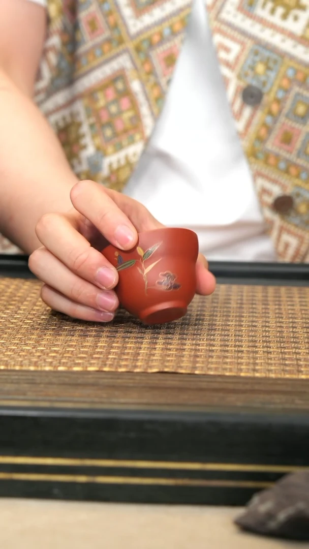 茶壶紫砂3《悟竹葫芦杯》朱泥