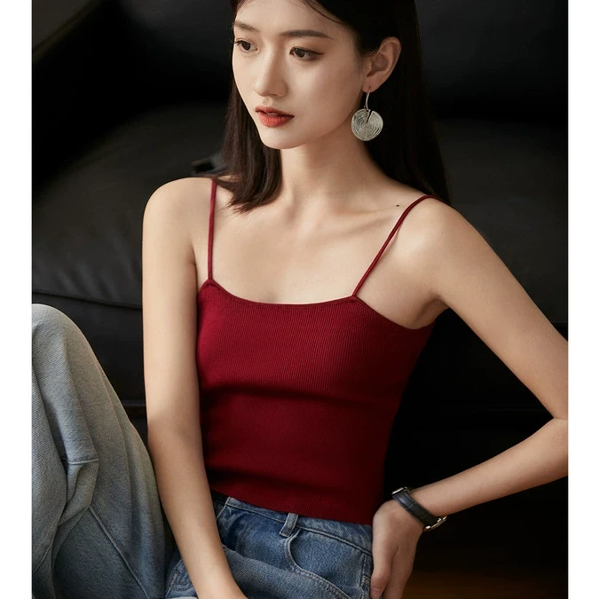 笑涵阁佰搭显瘦修身 多色长短针织细吊带打底ZZS662516MG