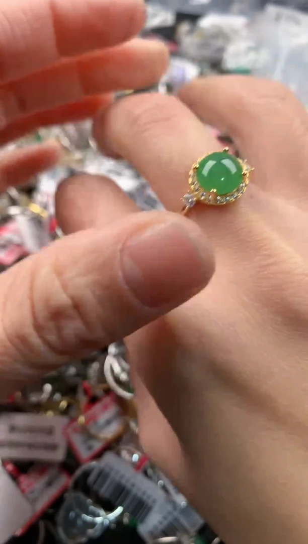 银S925镶嵌戒指翡翠2             9