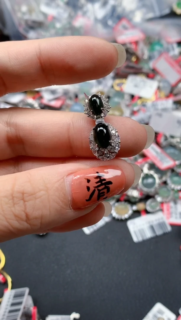 银S925镶嵌戒指翡翠天然A货缅甸翡翠
