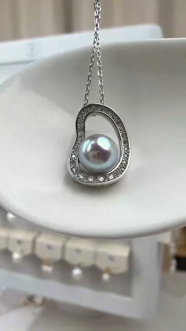 颈饰银S925镶嵌海水珍珠7-8mm真多麻吊坠