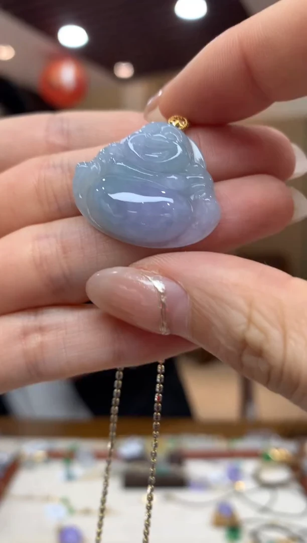 吊坠(不含链)18K金镶嵌翡翠佛公