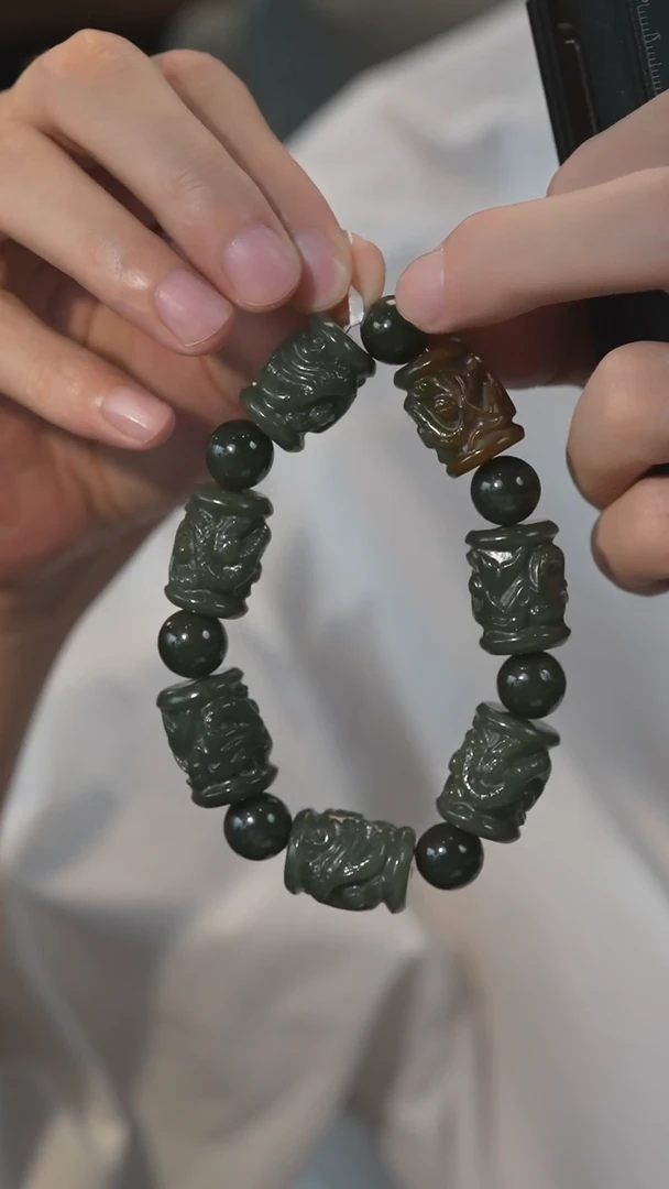 和田玉未镶嵌手串龙手串