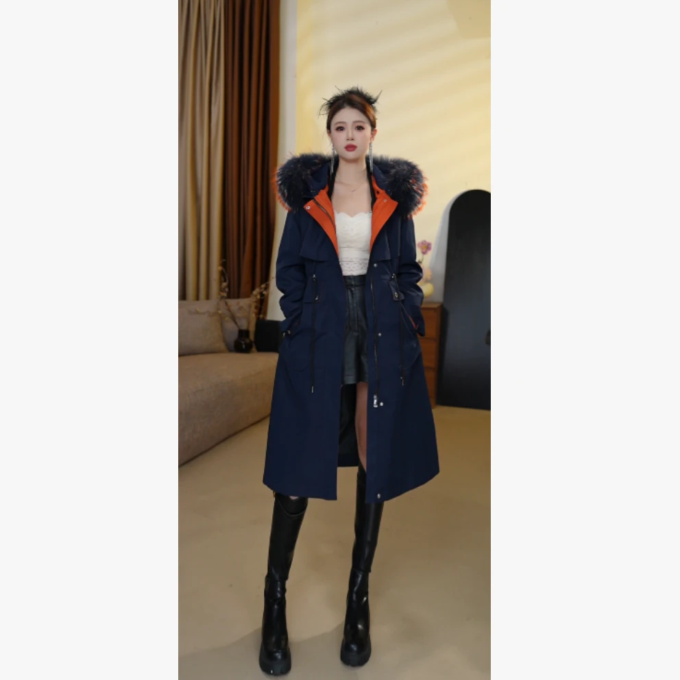 【长相思兔毛】貉子毛派克服女中长款连帽保暖洋气韩版兔毛外套
