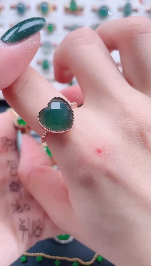 银S925镶嵌戒指翡翠天然翡翠